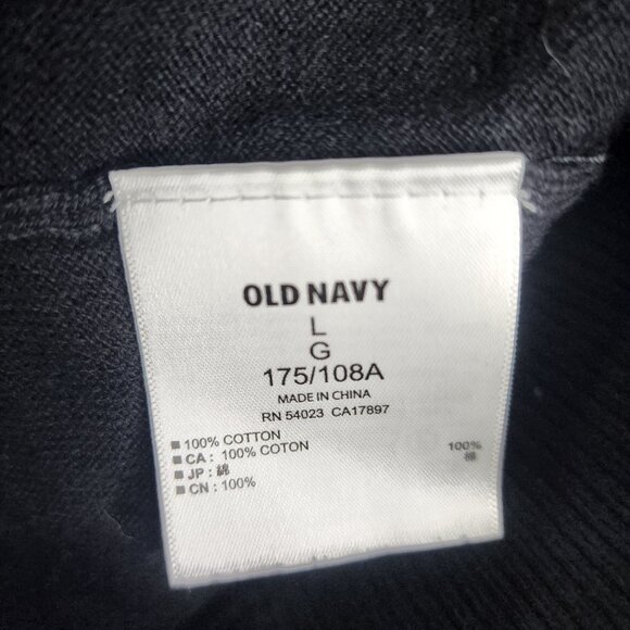 Mens Black Old Navy Sweater V-Neck Long Sleeve 100% Cotton Size L - Picture 7 of 11